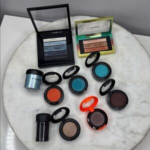 Lot of 10 MAC Cosmetics Eyeshadow Singles, Pigments & 2 Makeup Palettes